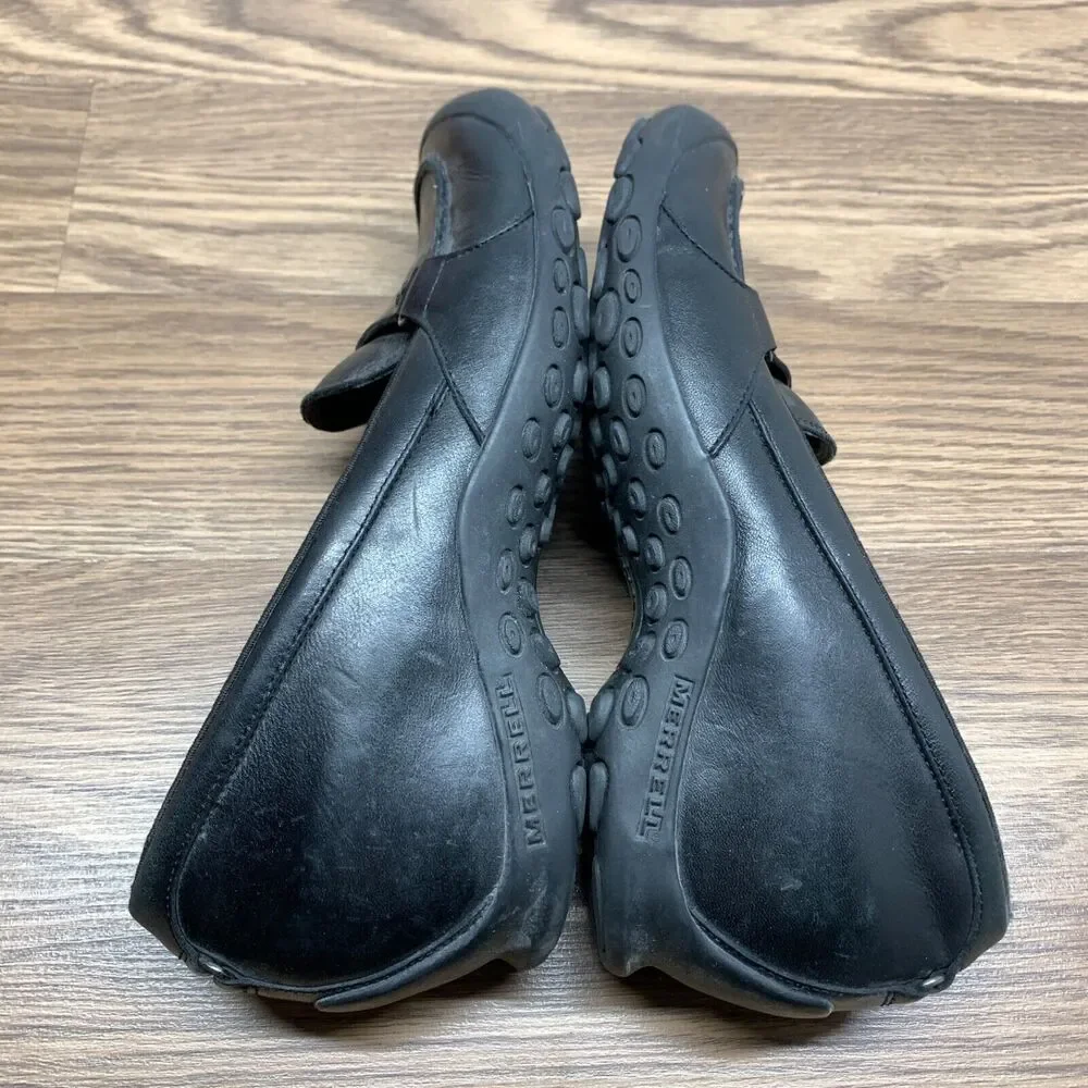 Merrell Plaza Glide Loafers Women's Size‎ 9.5 Black Leather Shoes Wedge